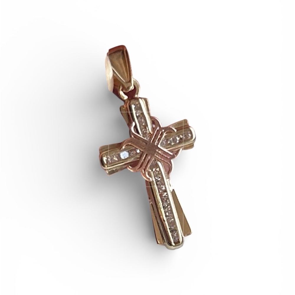 10k Gold and Silver Cross Pendant